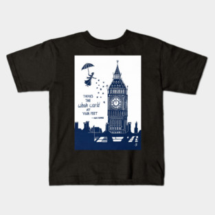 Mary Poppins Inspirational Quote Linocut Kids T-Shirt