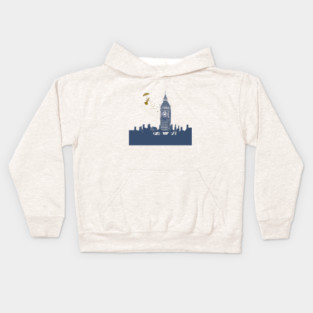 Mary Poppins and Big Ben in Blue and Pink Kids Hoodie