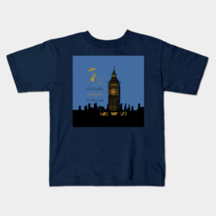 Practically Perfect in Every Way, Mary Poppins and Big Ben Linocut Silhouette Kids T-Shirt