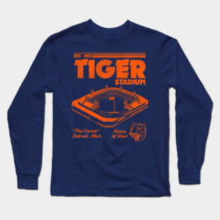 Defunct Tiger Stadium Detroit Michigan Long Sleeve T-Shirt