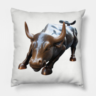 Wall Street Bull in Color Pillow