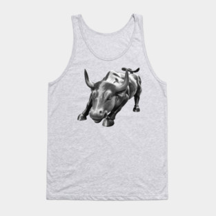 Wall Street Bull in Black and White Tank Top