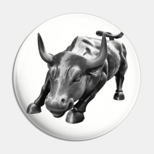 Wall Street Bull in Black and White Pin