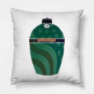 Big Green Egg - Green American Flag Overlay Pillow