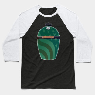 Big Green Egg - Green American Flag Overlay Baseball T-Shirt