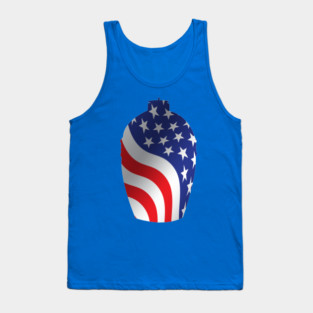 Big Green Egg design with American Flag Overlay Tank Top