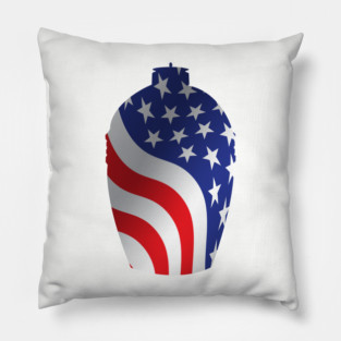 Big Green Egg design with American Flag Overlay Pillow