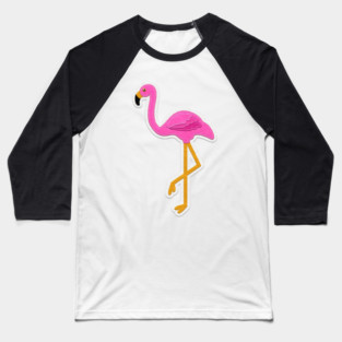 Pink Flamingo Felt Look with Stitching | Cherie's Art(c)2020 Baseball T-Shirt