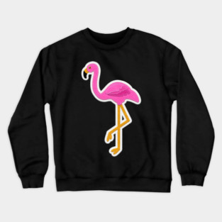 Pink Flamingo Felt Look with Stitching | Cherie's Art(c)2020 Crewneck Sweatshirt