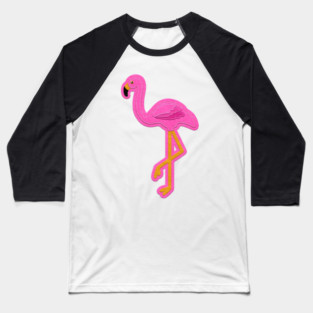 Pink Flamingo Felt Look with Stitching | Cherie's Art(c)2020 Baseball T-Shirt