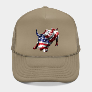 Wall Street Bull with American Flag Overlay Hat
