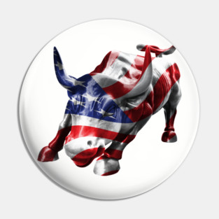 Wall Street Bull with American Flag Overlay Pin