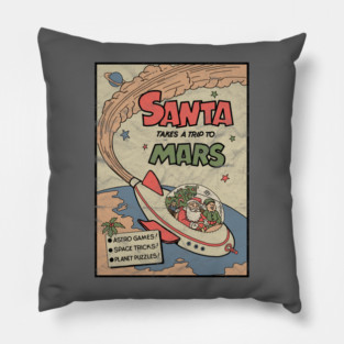 Classic Christmas: Santa Takes A Trip To Mars (distressed) Pillow