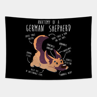 German Shepherd Dog Anatomy Tapestry