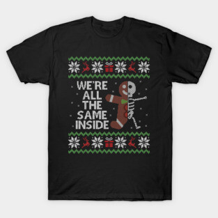 Ugly Christmas Sweater Gingerbread Skeleton T-Shirt