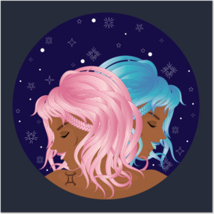 Twin girls as Gemini zodiac sign Posters and Art