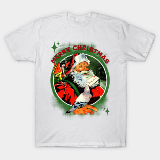 Vintage Merry Christmas Santa Tee for Pigeon Lovers T-Shirt