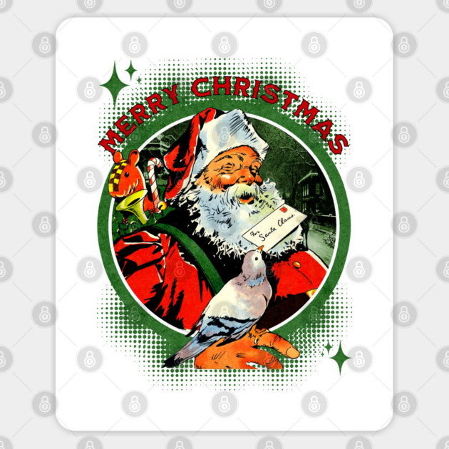 Vintage Merry Christmas Santa Tee for Pigeon Lovers Sticker by Joaddo