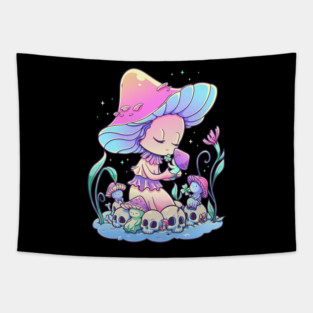 Pastel Goth Mushroom Fairy Aesthetic Fairycore Gothic Kawaii Tapestry