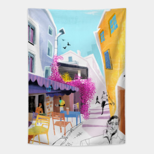 European Cityscape Tapestry