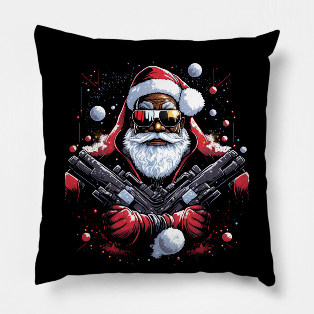 Hood Santa, Black Santa, Afro Santa, Black Christmas Pillow by UrbanLifeApparel