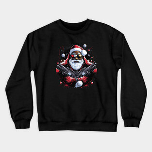 Hood Santa, Black Santa, Afro Santa, Black Christmas Crewneck Sweatshirt