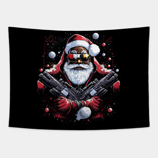 Hood Santa, Black Santa, Afro Santa, Black Christmas Tapestry