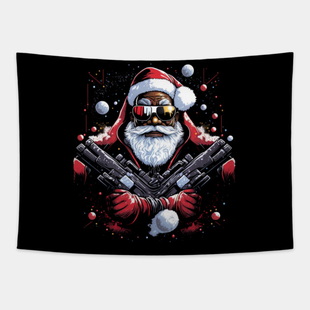 Hood Santa, Black Santa, Afro Santa, Black Christmas Tapestry by UrbanLifeApparel