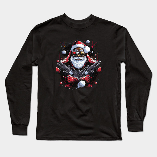 Hood Santa, Black Santa, Afro Santa, Black Christmas Long Sleeve T-Shirt by UrbanLifeApparel