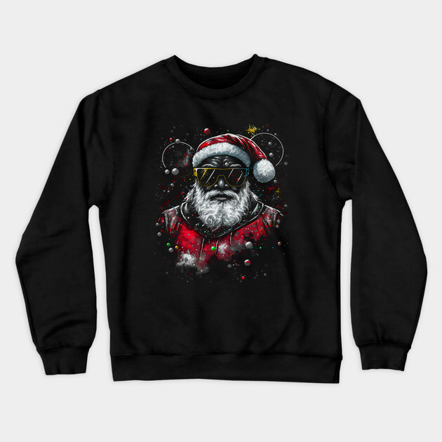 Black Santa, Afro Santa, Santa Claus, Black Christmas Crewneck Sweatshirt by UrbanLifeApparel