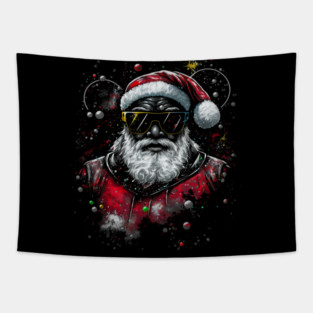 Black Santa, Afro Santa, Santa Claus, Black Christmas Tapestry