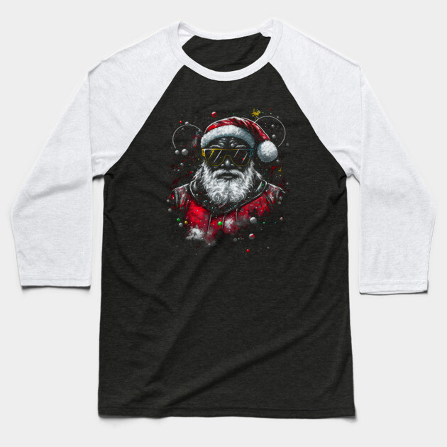 Black Santa, Afro Santa, Santa Claus, Black Christmas Baseball T-Shirt by UrbanLifeApparel