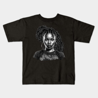 Black Girl with Braids, Black Girl Magic Kids T-Shirt