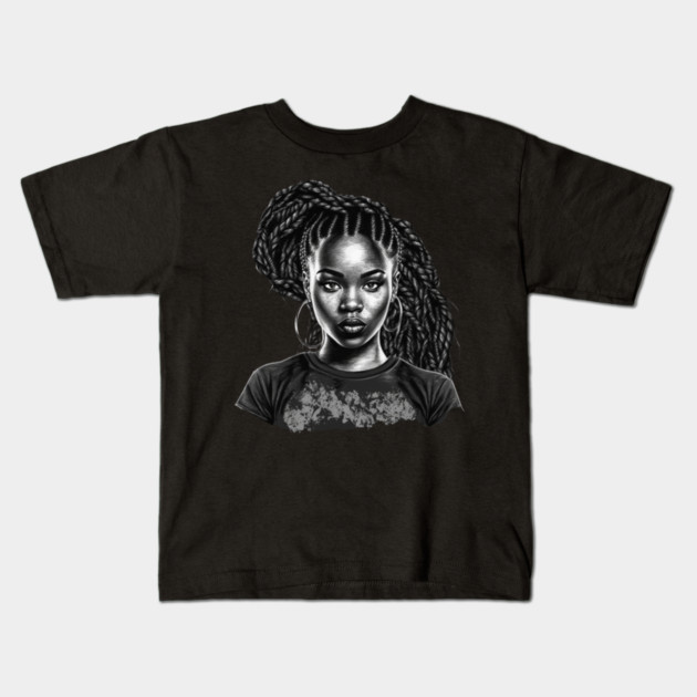 Black Girl with Braids, Black Girl Magic Kids T-Shirt by UrbanLifeApparel