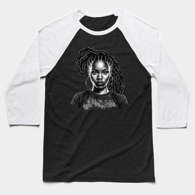 Black Girl with Braids, Black Girl Magic Baseball T-Shirt by UrbanLifeApparel