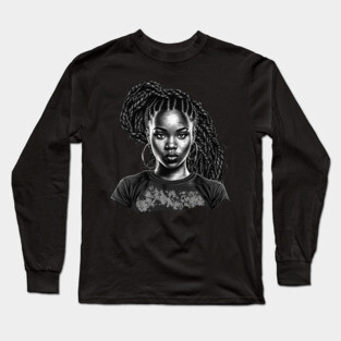 Black Girl with Braids, Black Girl Magic Long Sleeve T-Shirt