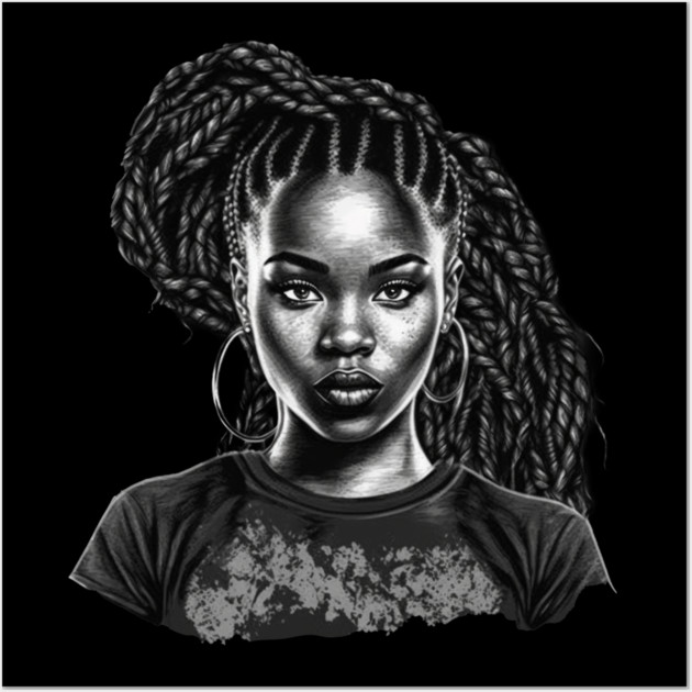 Black Girl with Braids, Black Girl Magic Wall Art by UrbanLifeApparel