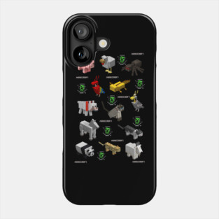 Minecraft animals, minecraft gamer, black Phone Case