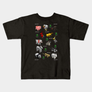 Minecraft animals, minecraft gamer, black Kids T-Shirt