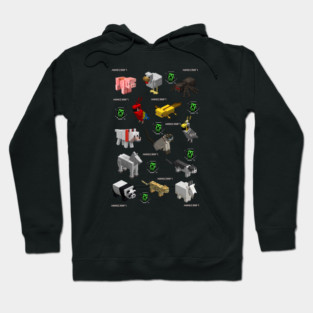Minecraft animals, minecraft gamer, black Hoodie