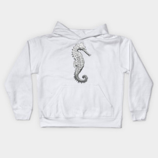 Black and White Seahorse Kids Hoodie