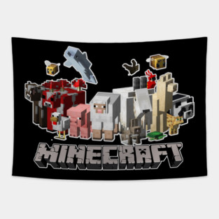 Minecraft Animals, Minecraft Gamer, Black Tapestry