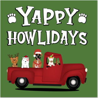 Yappy Howl-idays (White Text) Posters and Art