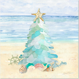 Coastal Seaglass Christmas Tree A Posters and Art