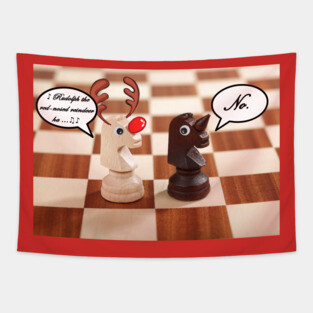 Funny Christmas Reindeer Chess Pieces Tapestry