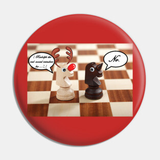 Funny Christmas Reindeer Chess Pieces Pin