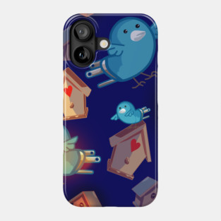 Soulful Blue Canaries and Glowing Birdhouses Hearts Bluebirds Phone Case
