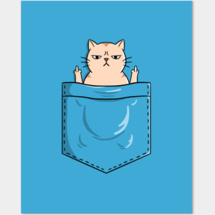 Cat pocket fingers Posters and Art