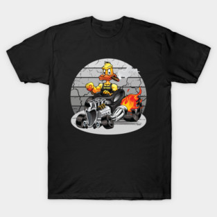 DigiRods XRod Crazy Cigar Smoking Duck Extreme Hot Rod Flaming Cartoon Car T-Shirt