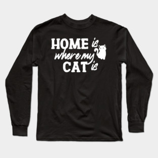 Cat Home White Long Sleeve T-Shirt